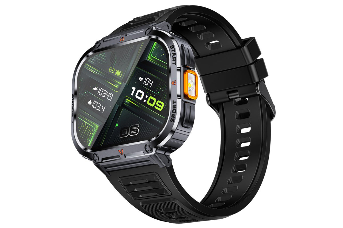 Smart Watch 2.0-Inch Fitness Watch with Flashlights Heart Rate Sleep Monitor Blood Oxygen 100 Sports Modes Activity Tracker-Black