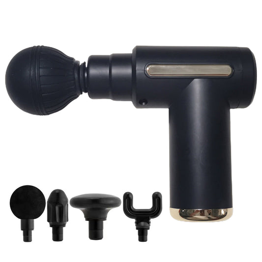 Portable Black Mini Muscle Massage Gun with Four Heads