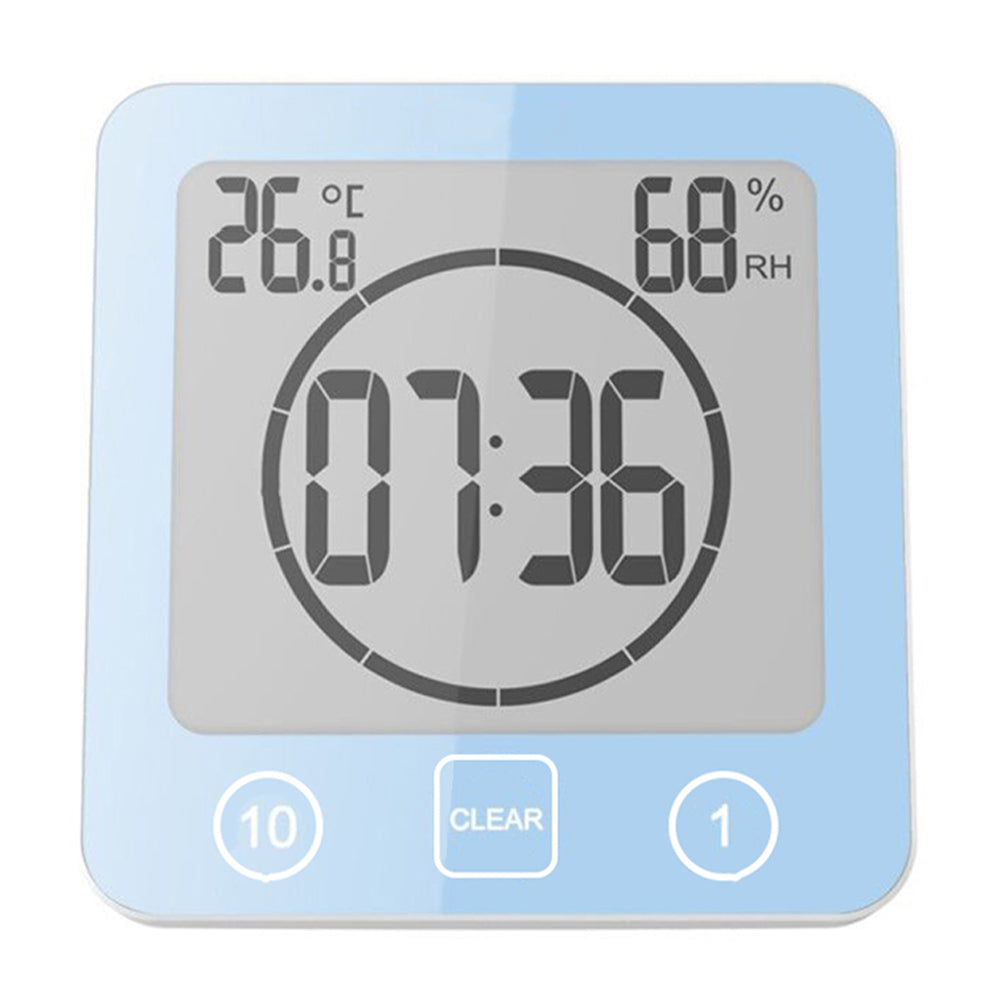 Digital Shower Clock with Timer Water-Resistant Touch Screen Clock Blue