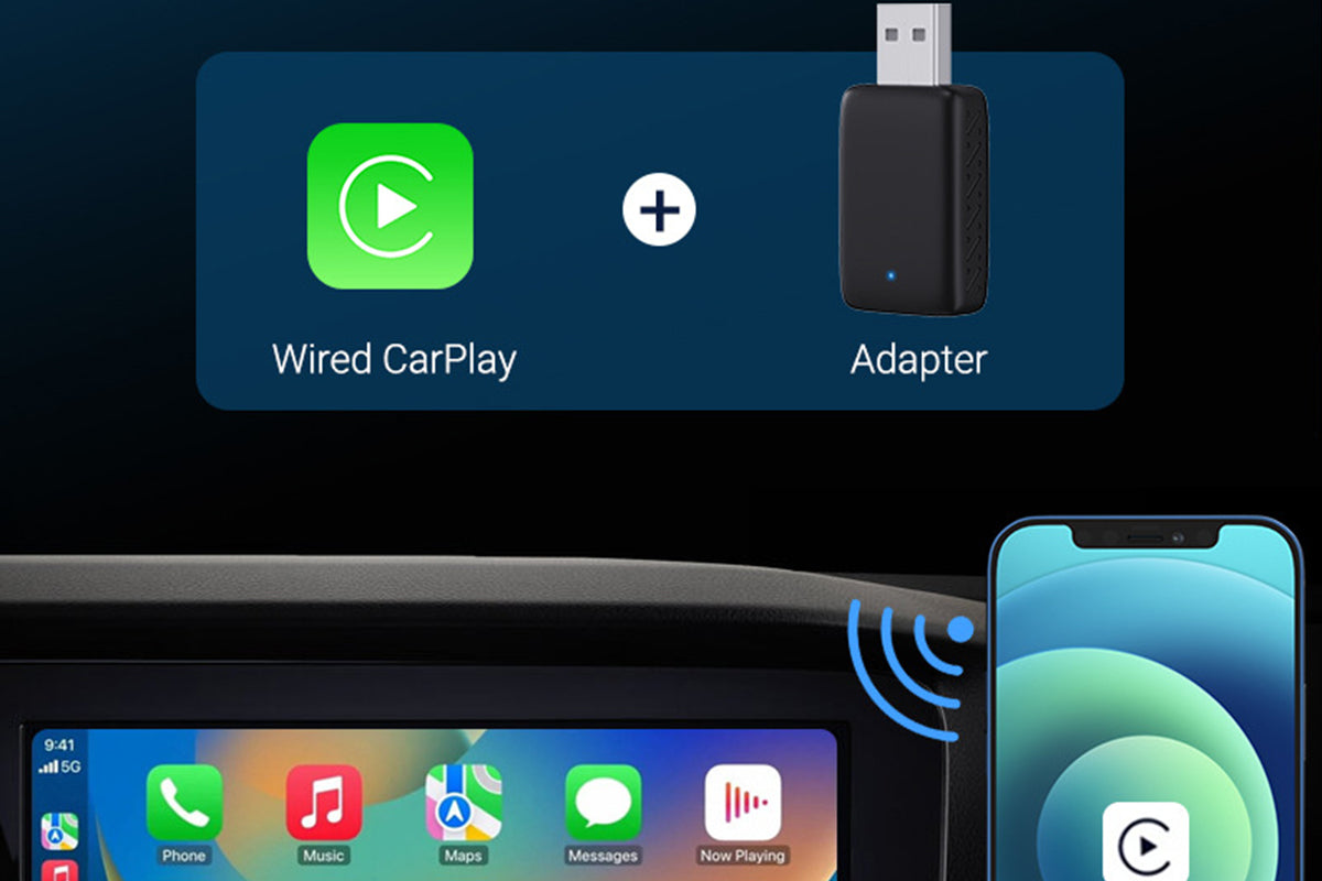 2-in-1 Wireless CarPlay and Android Auto Adapter Plug and Play for iPhone Android
