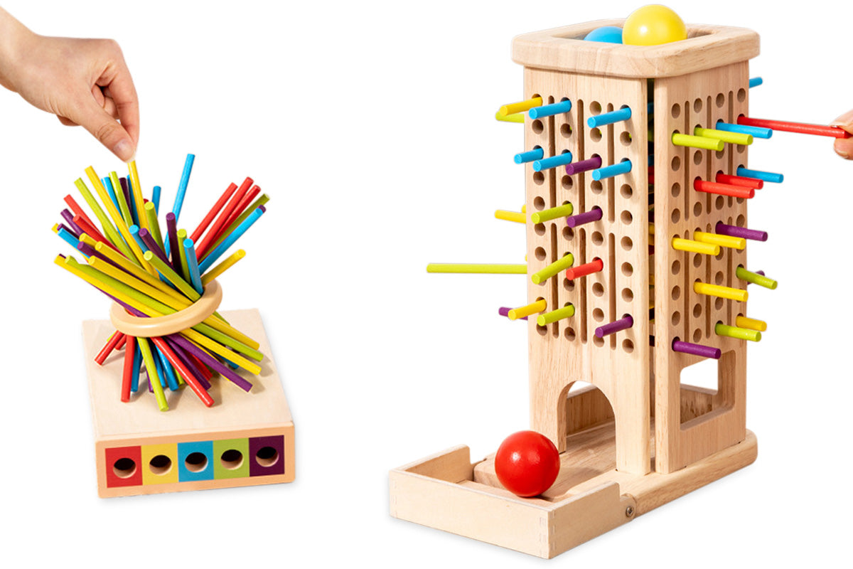 Wooden Tower 3-in-1 Stick Pulling and Balance Board Game for Little Ones and Family