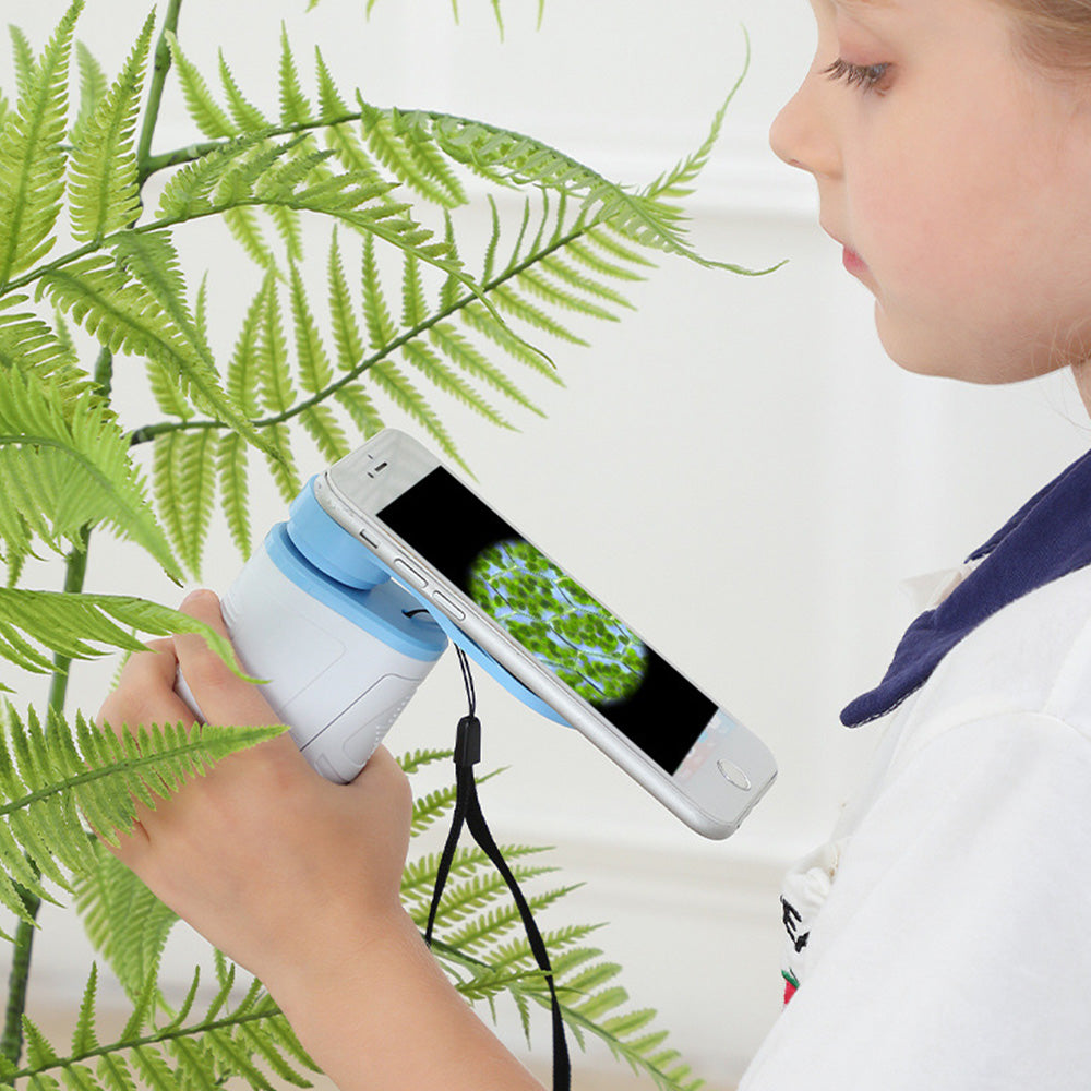 60X-180X Magnification Pocket Microscope Explorer Toy Set for Kids Blue