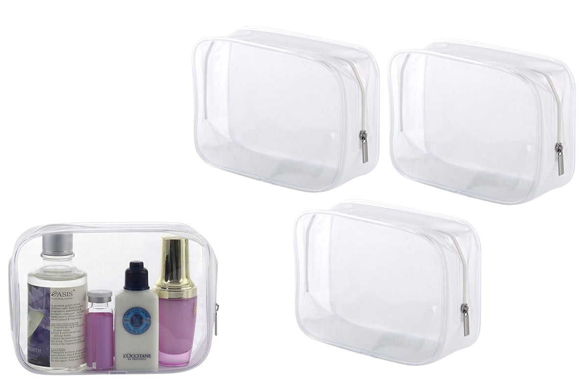 3Pcs Travel Wash Bag Cosmetic Makeup Toiletry Clear Waterproof PVC Organizer