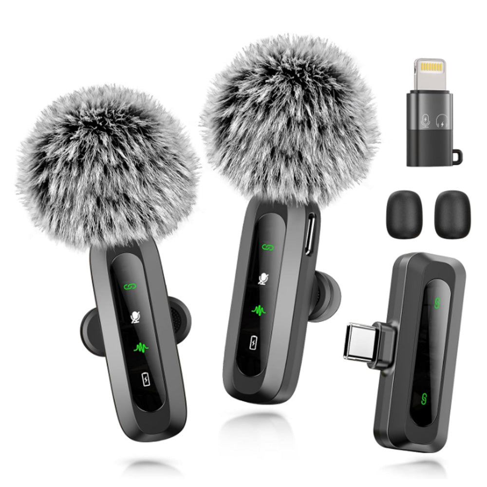 Wireless Lavalier Microphone Mini Clip-on Mics for Android Phone/Tablet/PC Video Recording