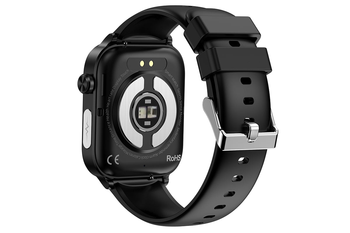 Smart Watch 1.96-Inch ECG Fitness Tracker with Heart Rate Blood Oxygen Blood Glucose Uric Acid and Blood Lipid 100 Sports Modes Activity Tracker-Black