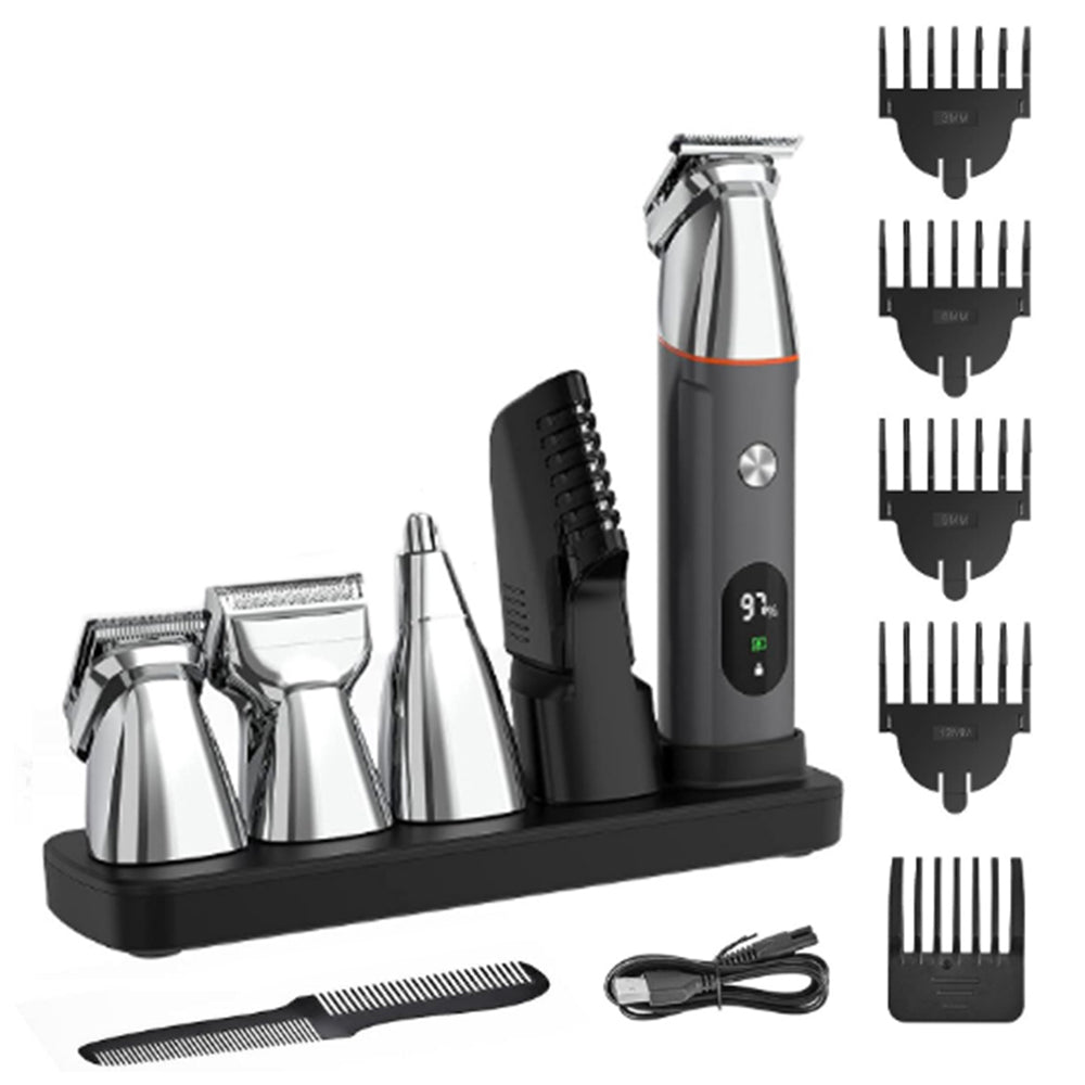 Electric Hair Clippers Kit Cordless Hair Trimmer for Body Facial Silver