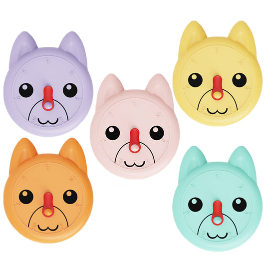 5Pcs Reusable Pet Wet Food Can Covers Silicone Can Lids for Dog Cat Food - Dog Shape