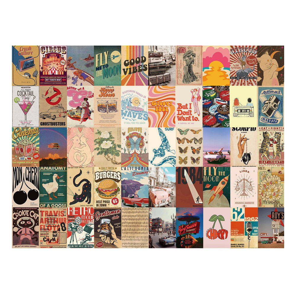 Set of 50Pcs Y2k Retro Posters Aesthetic Wallpaper Downtown Girl Room Decor