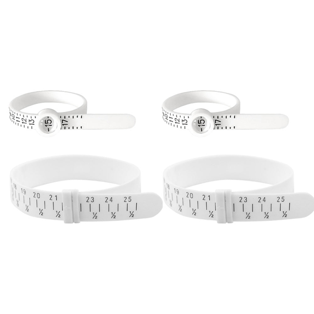 4Pcs Set Ring and Bracelet Sizer Measuring Tools Reusable Universal Ring Size Guage White