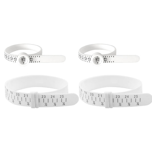 4Pcs Set Ring and Bracelet Sizer Measuring Tools Reusable Universal Ring Size Guage White