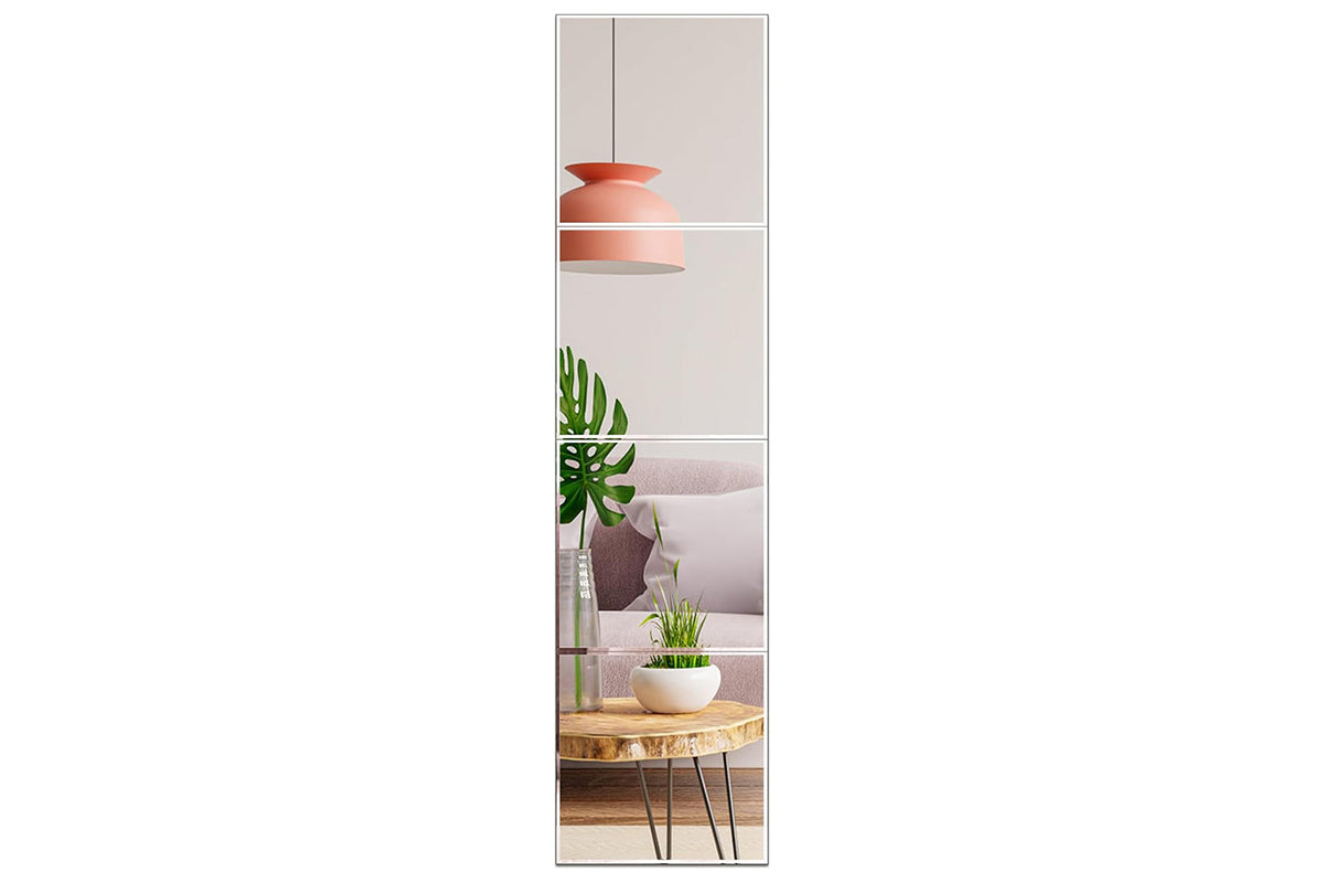 4Pcs Square Self Adhesive Thick Glass Mirror Tiles Wall Stickers