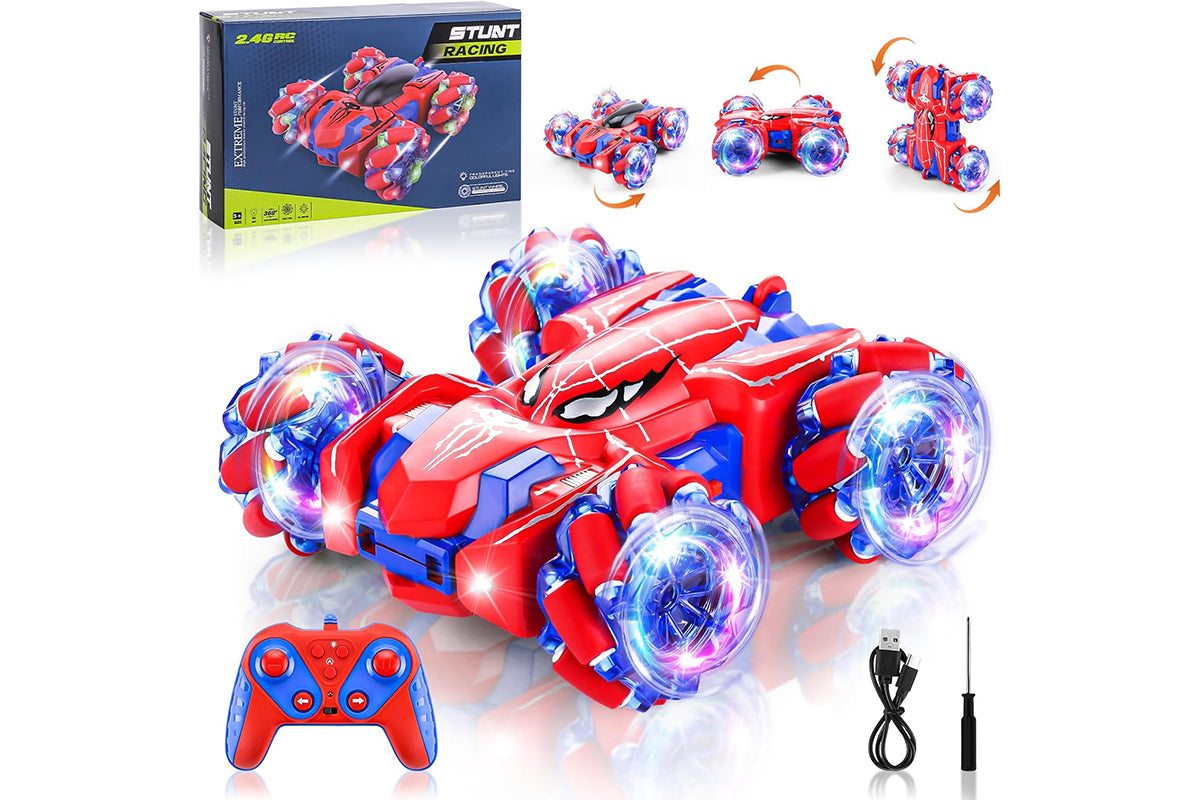 Spider Remote Control Car with Cool Lights 360?? Rotating 4WD Off-Road Race Car -Blue