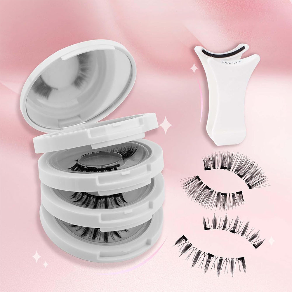 4 Pairs of Reusable False Eyelashes with Tweezers Easy to Wear Eyelashes Kit Style 1