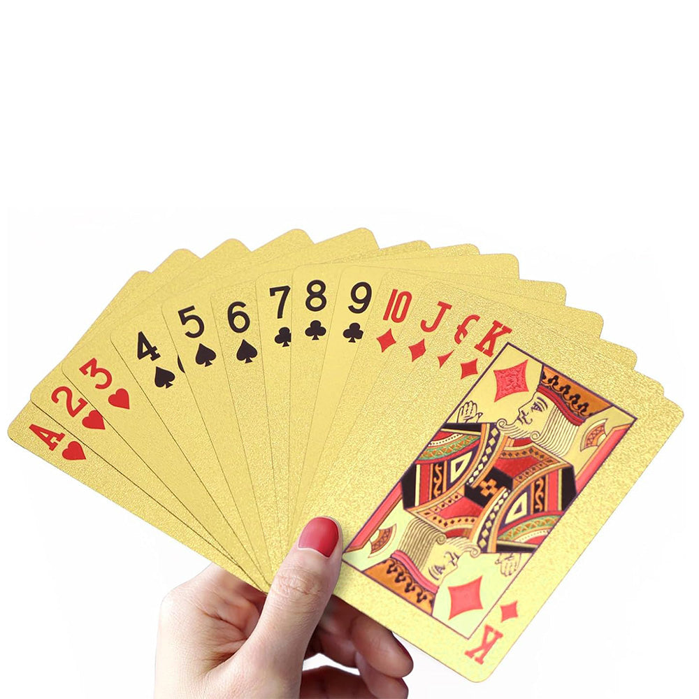 2 Pack Waterproof Playing Cards Set Plastic Deck of Cards Poker Game Set for Party Camping Travel On-the-Go Gold