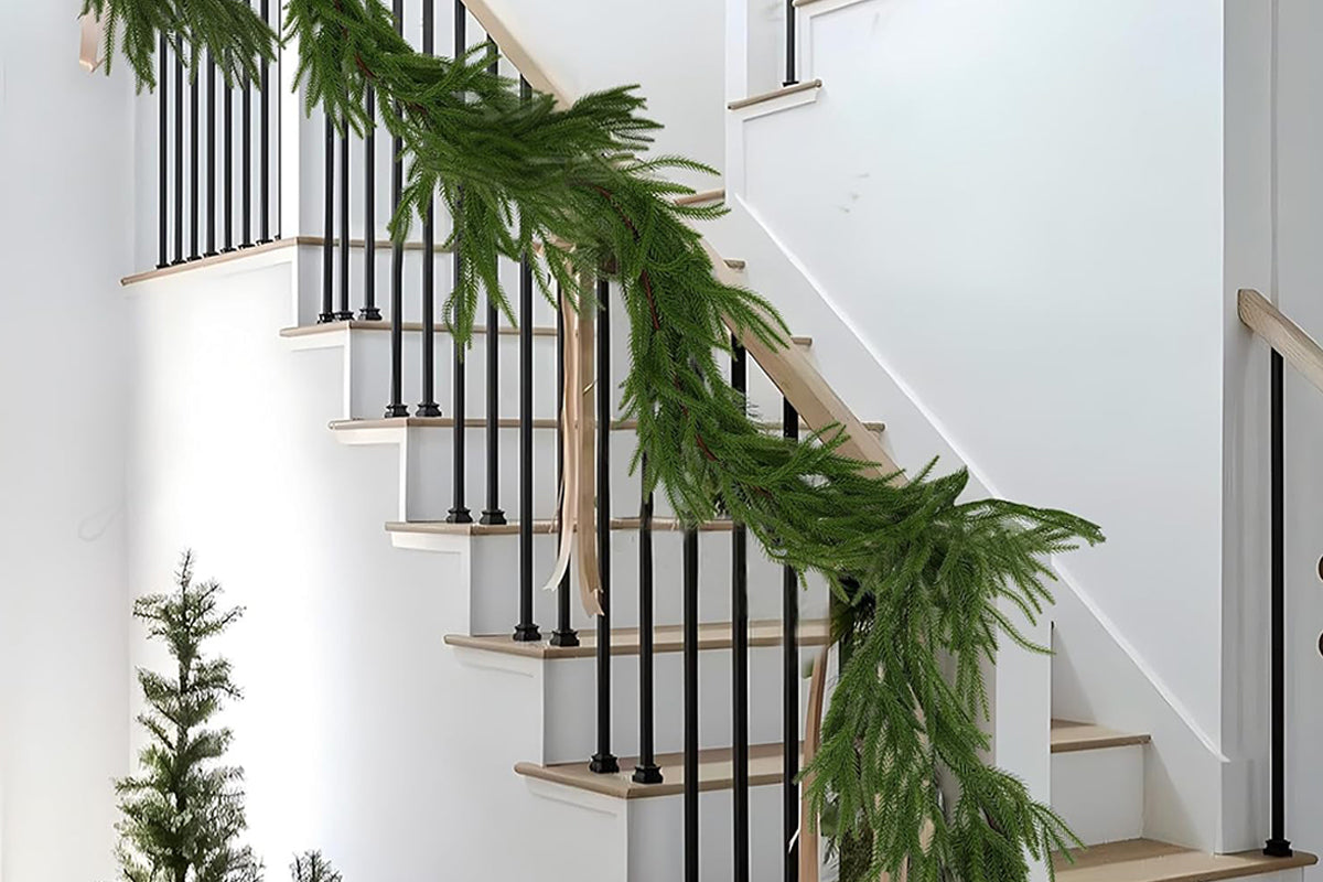 Christmas Norfolk Pine Garland Greenery Garland For Home Decor Fireplace