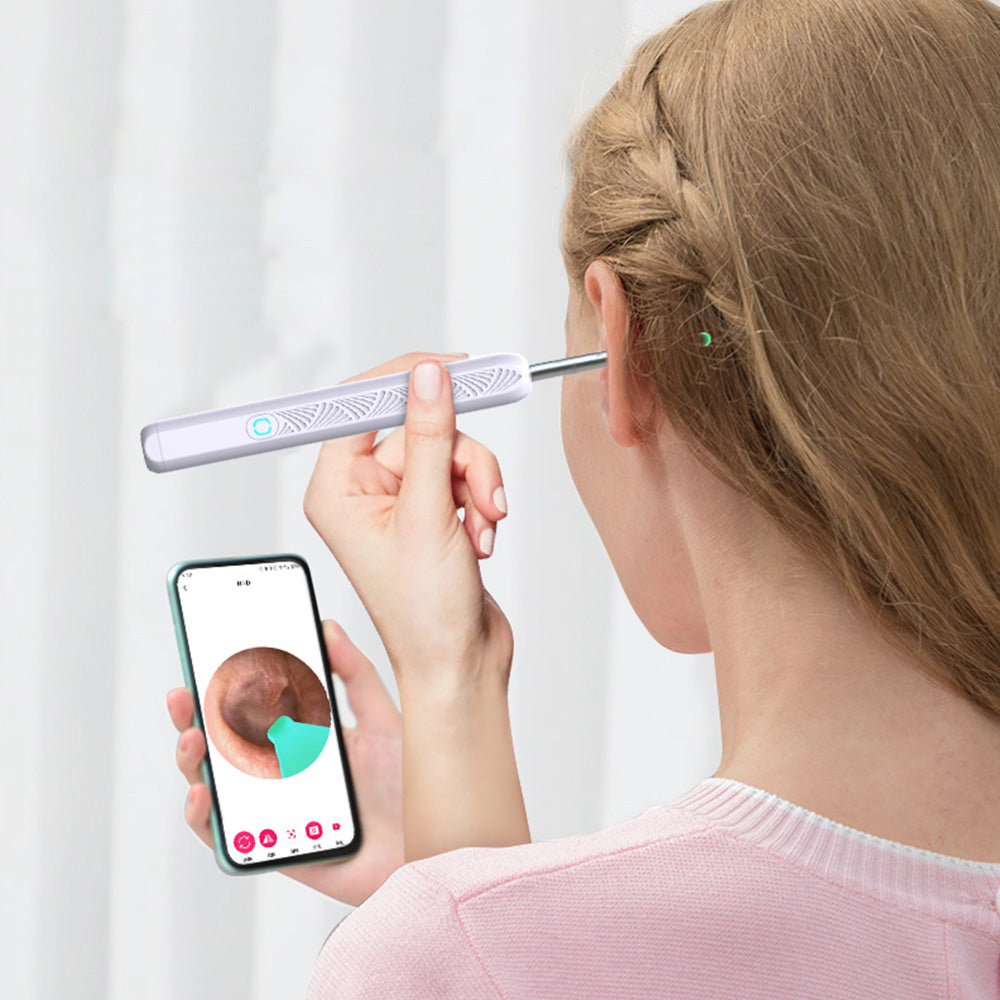 Visual WiFi Ear Wax Removal Tool Camera Wireless Ear Scope with Light White