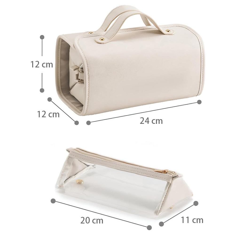 Travel Foldable Makeup Organizer Bag Portable Toiletry Bag Cosmetic Bag with Divider Pouch