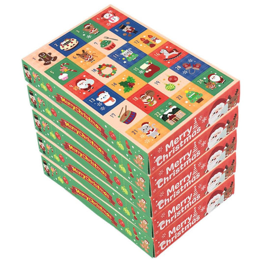 5Pcs Empty Christmas Advent Calendar Boxes to Fill 24 Days Countdown Calendar for Xmas Goody Ornaments