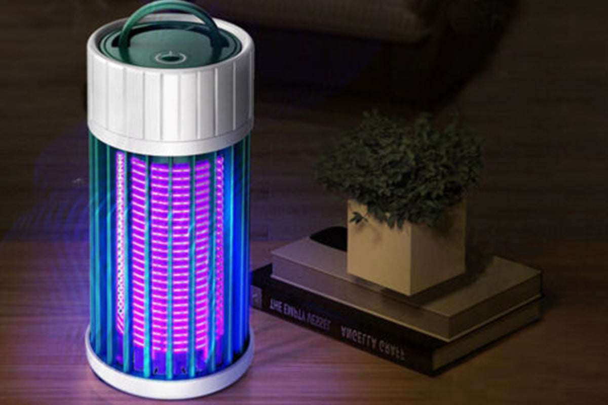2pcs USB Electronic Rechargeable Mosquito Killer Lamp Night Light Mosquito Trap Indoor-Green and Grey