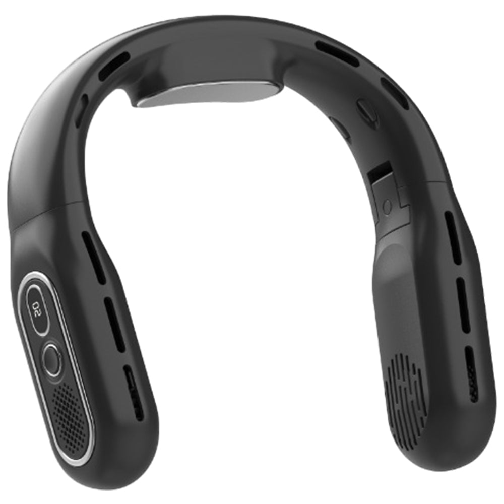 Portable Bladeless Neck Fan Foldable Hands Free Air Cooling Fan Rechargeable Black