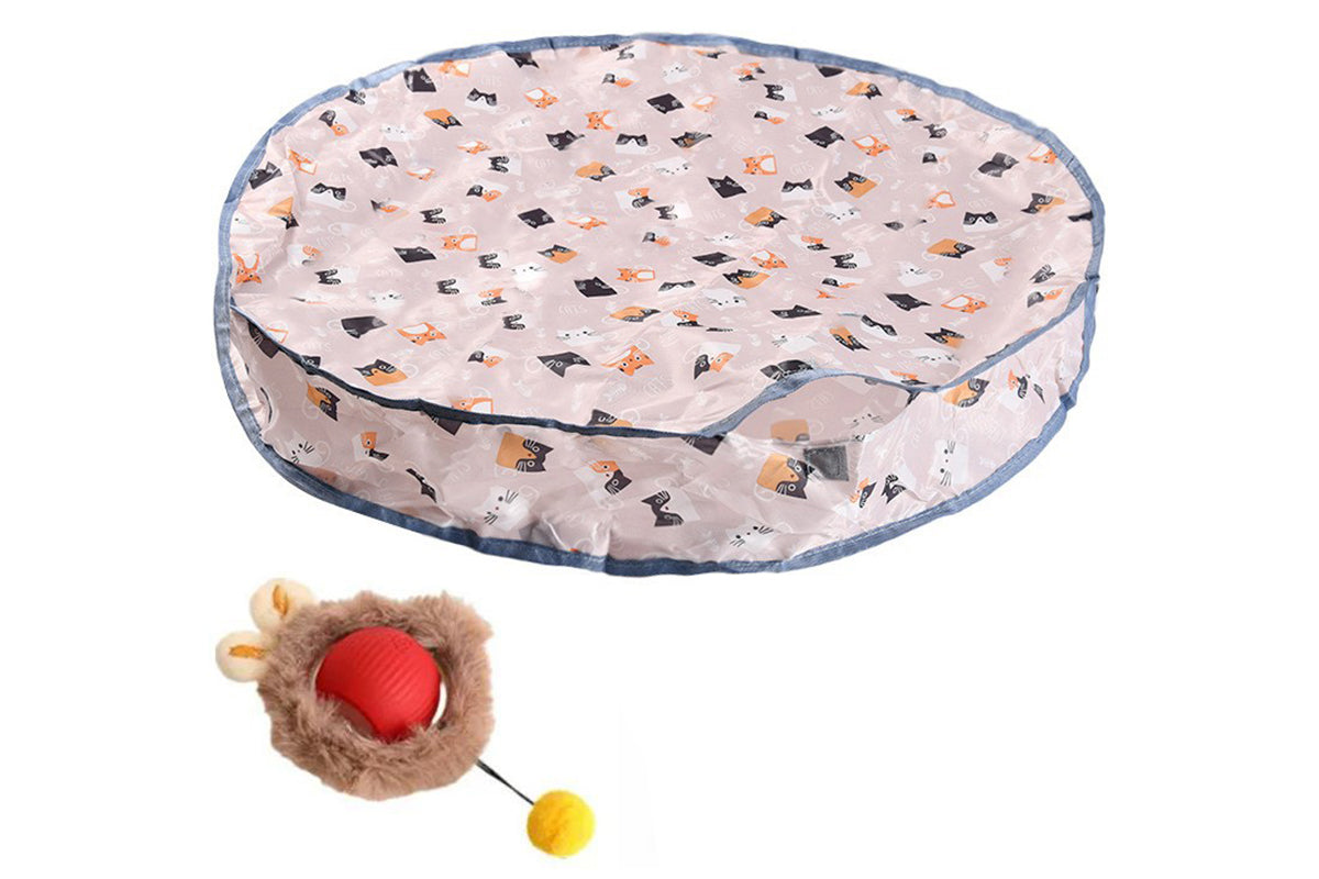 Interactive Cat Toys Ball Fast Rolling in Pouch Electric Motion Activate Chirping Cat Toy Hide and Seek Mouse Catching Game