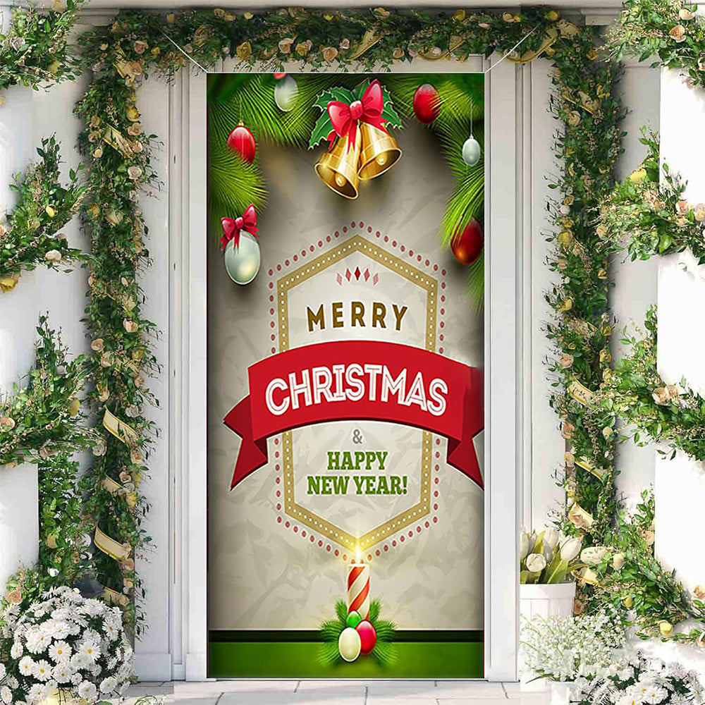 Christmas Door Cover Background Cloth Porch Backdrop Banner for Home Holiday Party Decoration Style 1