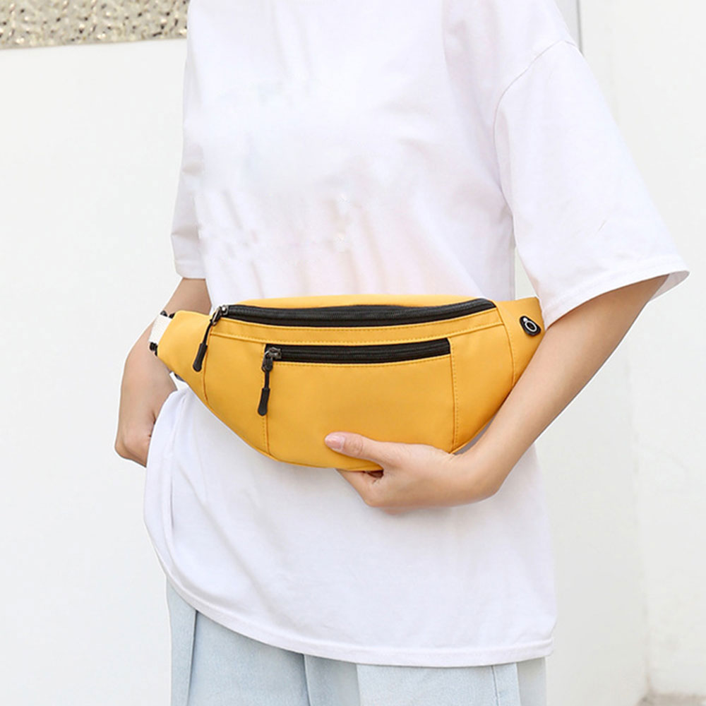 Unisex Waist Fanny Pack Multi-Pockets Running Bum Bag Yellow