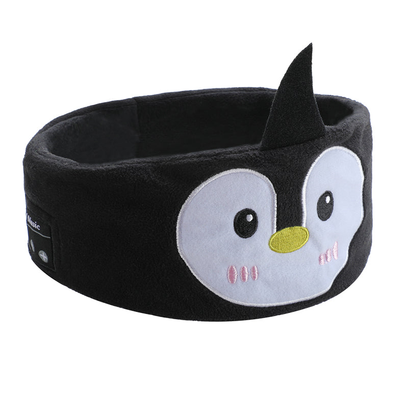 Kids Bluetooth Sleep Eye Mask Travel Wireless Sleeping Music Headband Earphone Black Penguin