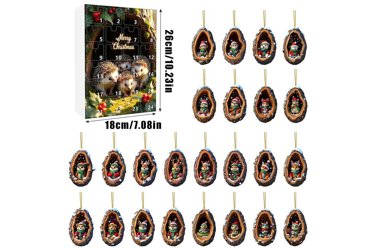 24Pcs Christmas Tree Decoration Hanging Ornaments for Home Holiday -Hedgehog