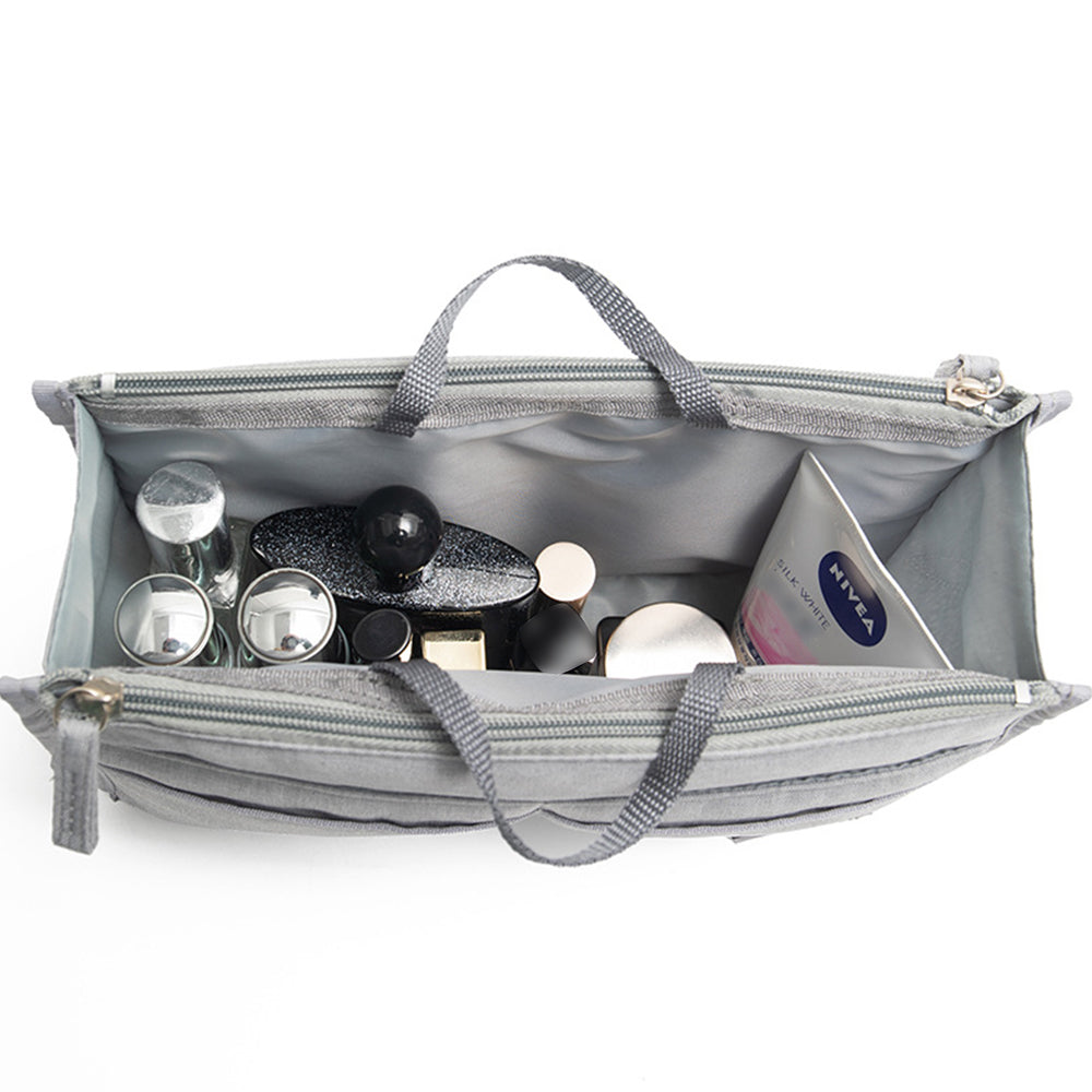 Multi-Pocket Handbag Insert Liner Tote Travel Makeup Purse Pouch Organiser Grey