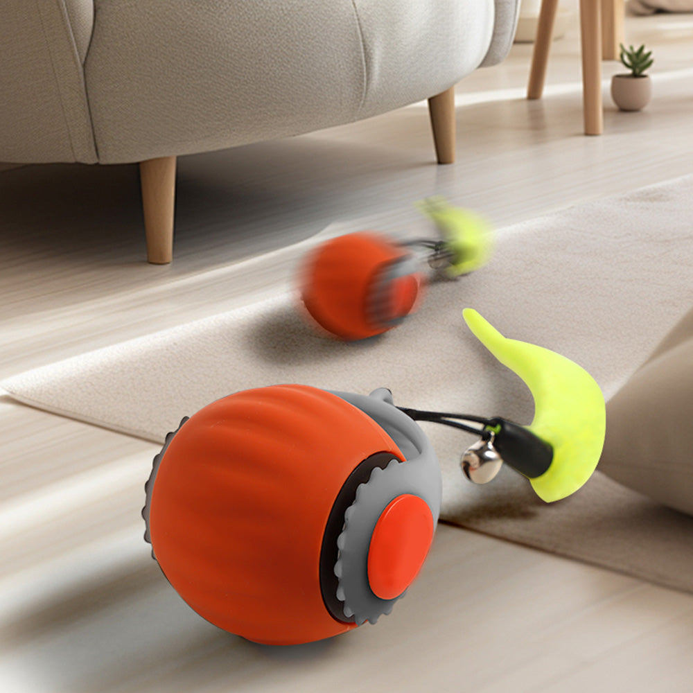 2-Mode Automatic Moving Ball Toy for Cats USB Rechargeable Interactive Cat Toy Orange