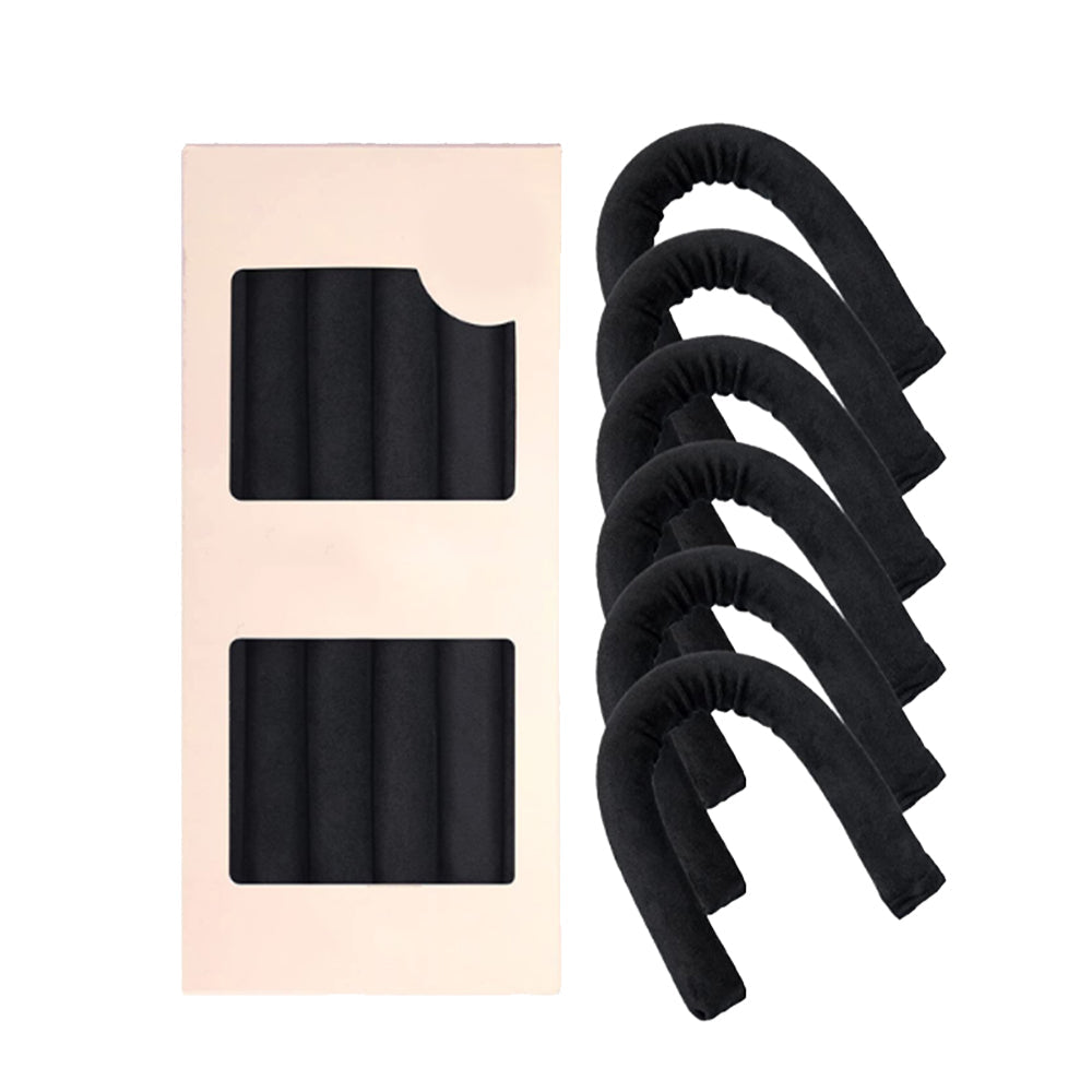 6Pcs Set Heatless Hair Curlers Flexible Hair Curling Rods Overnight Curls Hair Styling Tools Black