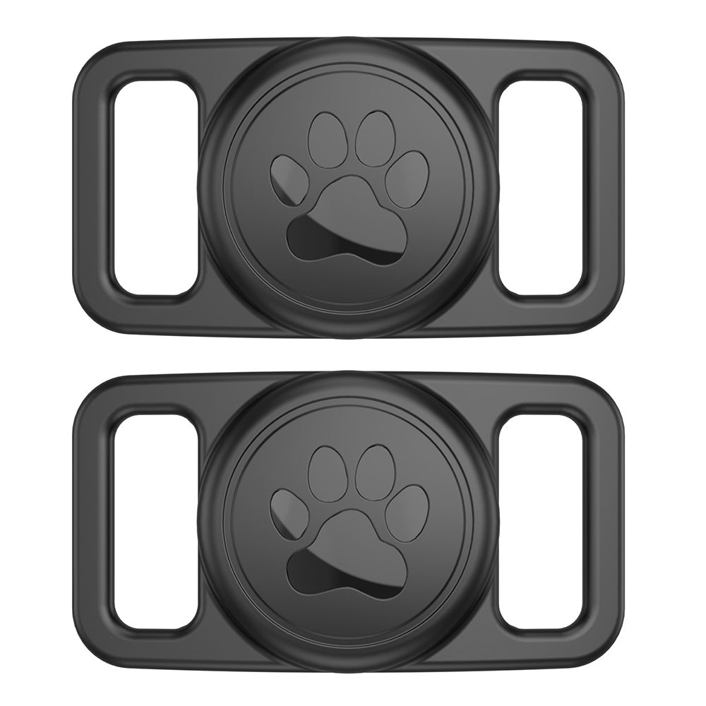 2PCS Waterproof Silicone Dog Collar Holder for Apple AirTag Black