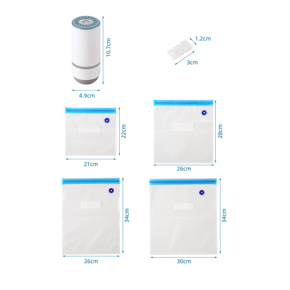 Electric Vacuum Sealer Set Handheld Vacuum Sealer with Reusable Vacuum Food Storage Bags and Sealing Clips
