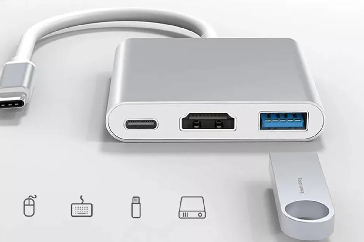 3 in 1 USB-C to HDMI Adapter Docking Station with USB 3.0 Ports for MacBook Lenovo