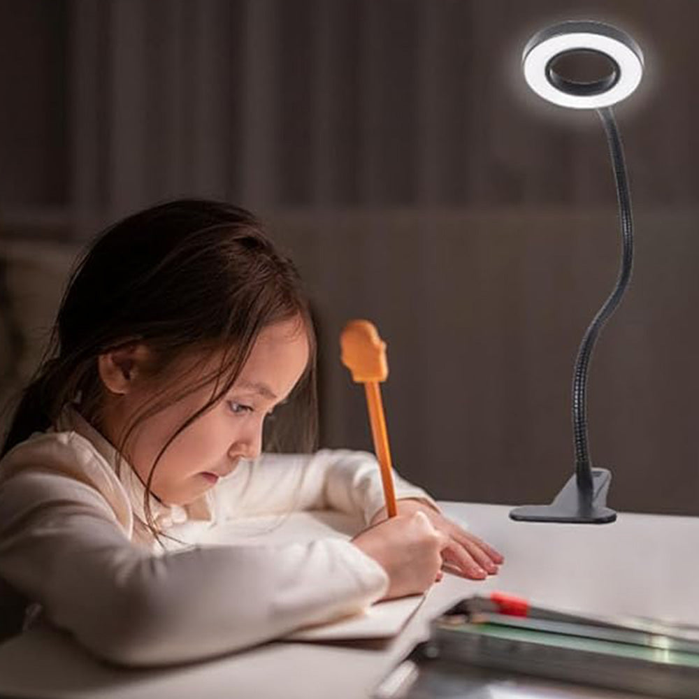 Dimmable USB Desk Lamp 3 Color Modes Flexible Gooseneck Reading Light with Clamp Black