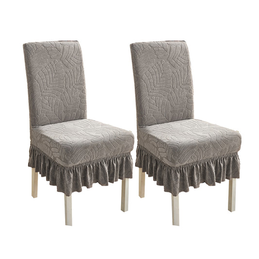 2Pcs Ruffled Skirt Stool Slipcover Stretch Spandex Chair Protectors Short Kitchen Chair Seat Cover -Brown