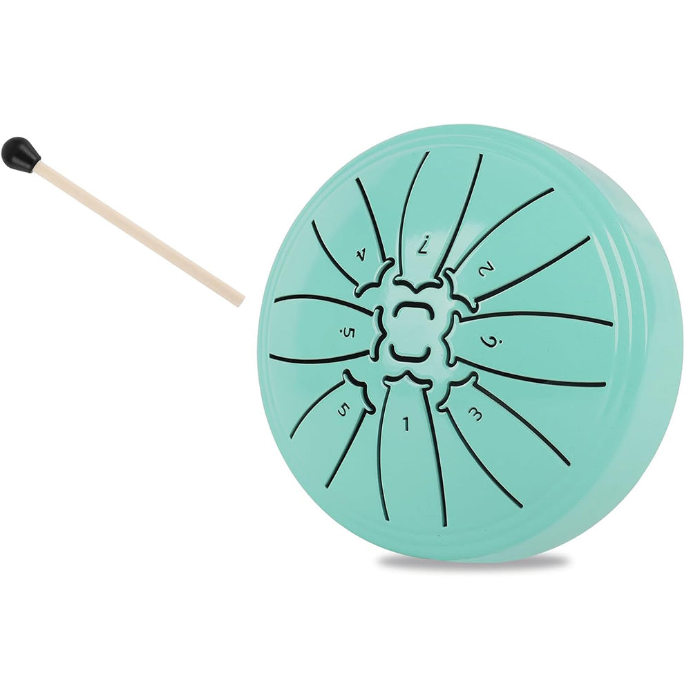 4 Inch Tongue Drum 8-Note Handpan Drum with Drumsticks and Music Book for Early Musical Education Zen Meditation Green