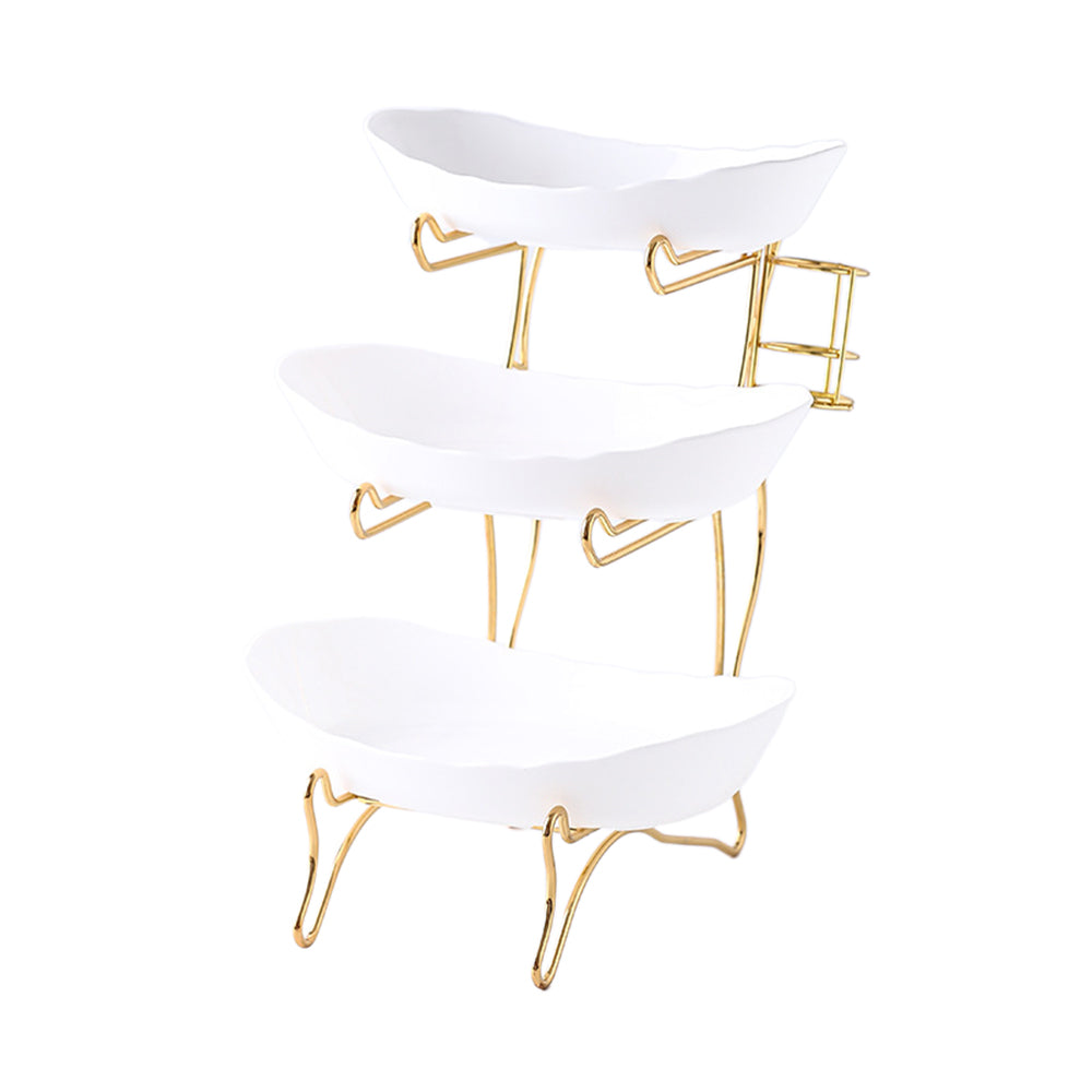 3-Tier Fruit Serving Tray Set Tiered Fruit Wooden And Iron Frame Display Stand-Style 5