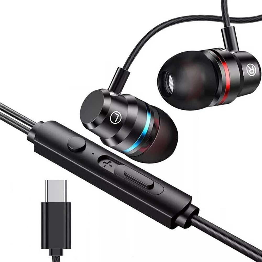 USB-C Over-Ear Hook Headphones for iPhone 16/15 Pro Max & Galaxy S25 Black