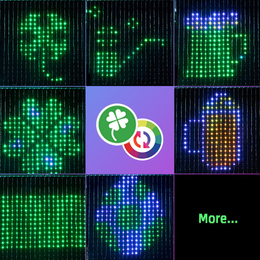 Smart Curtain Lights ¨C 400 LEDs Color-Changing Dynamic DIY Light String with Music Sync Style 2