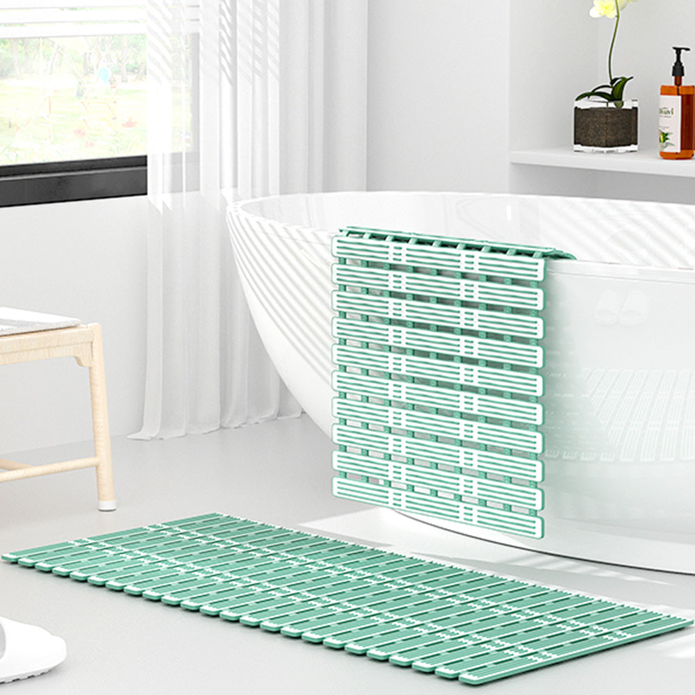 Non-Slip Shower Mat Suction Mounted Bathtub Mat with Drain Holes Green