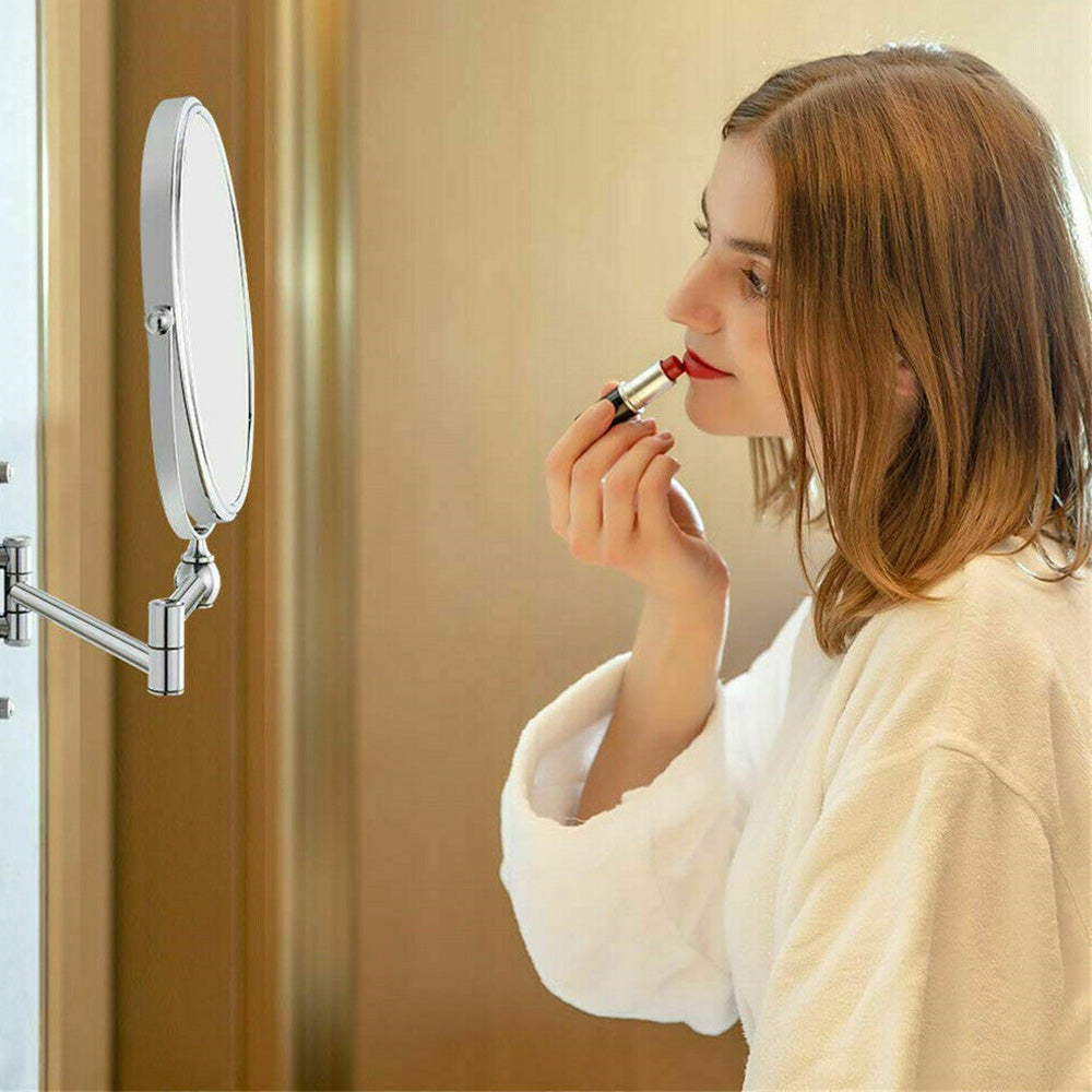 3X Magnifier Extendable Wall-Mounted Makeup Mirror Double-Sided Bathroom Mirror