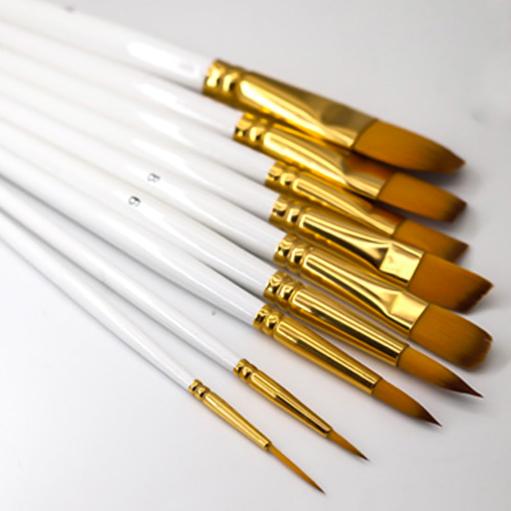 15Pcs Set Artist Paint Brushes with Sponge Brush for Watercolour Oil Painting White