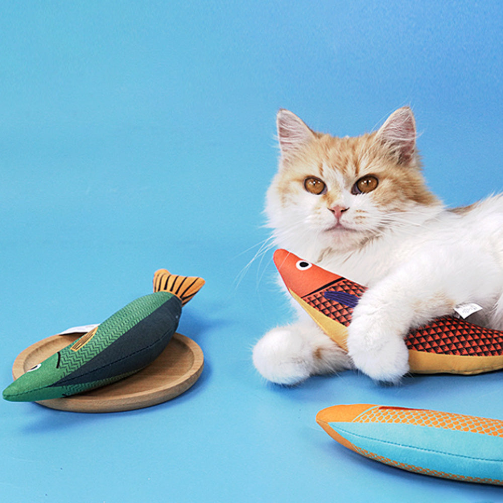 3Pcs Saury Fish Cat Toys Interactive Cat Kitten Kicker Teething Toys
