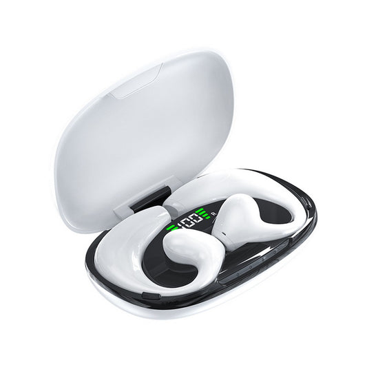True Wireless Bone Conduction Headphones fones Bluetooth 5.3 Clip on Ear Sports Earphones Earhook with Mic Audifonos -White