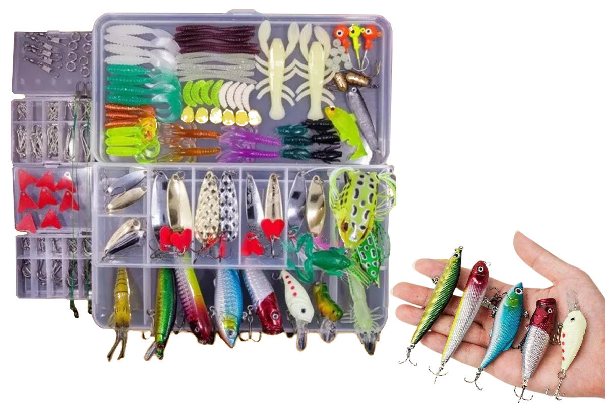 234Pcs Fishing Tackle Box Full loaded Accessories Hooks Lures Baits