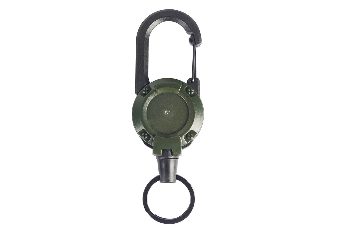 Retractable Keychain Carabiner Badge Holder - Army Green