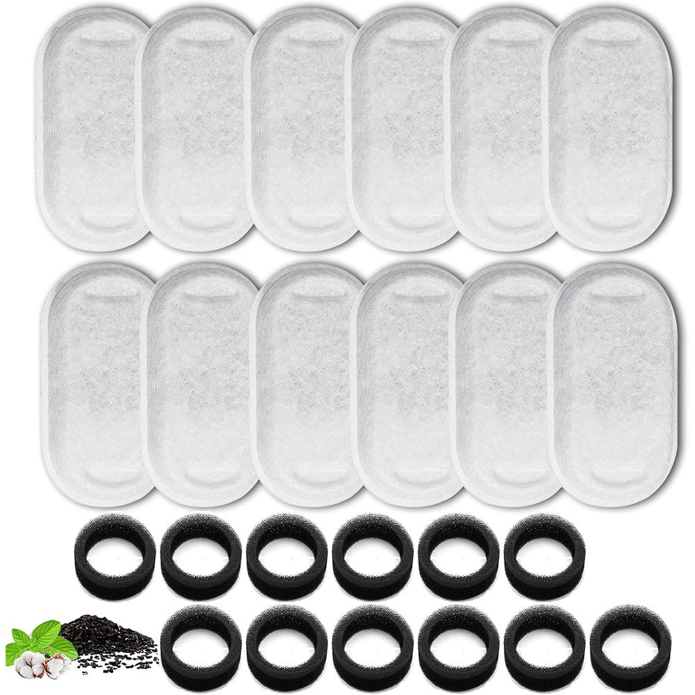 12 Pcs Carbon Filters for Water Fountain Replacement Filters for Pet Water Drinking Fountain