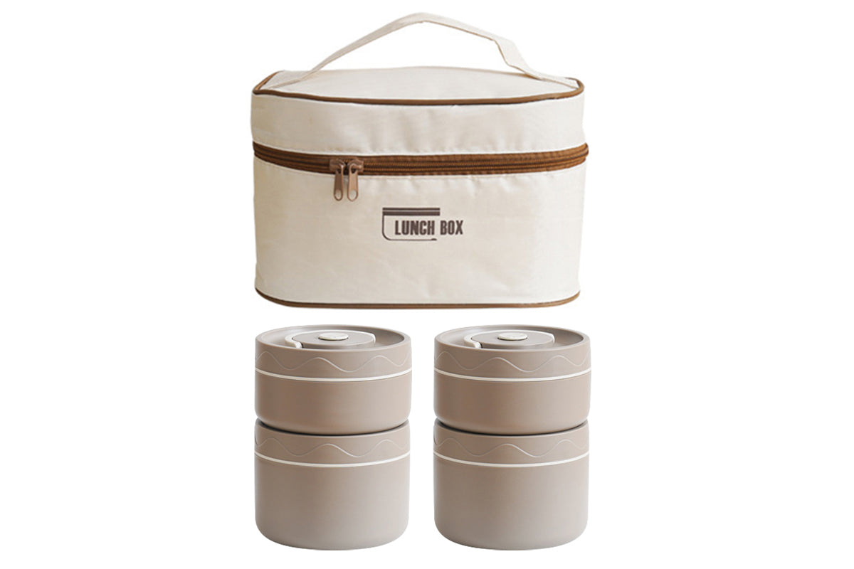 Stackable Bento Box Adult Lunch Box Includes Lunch Bag Leak-Proof Food Storage Containers-4 Lunch Box Set